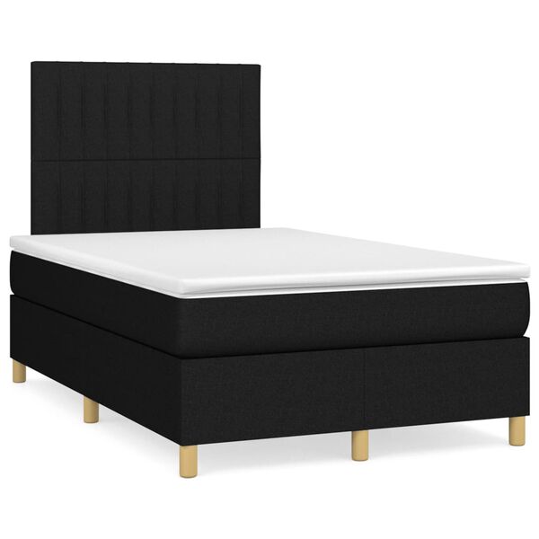 vidaXL Sommier &agrave; lattes de lit avec matelas noir 120x190 cm tissu