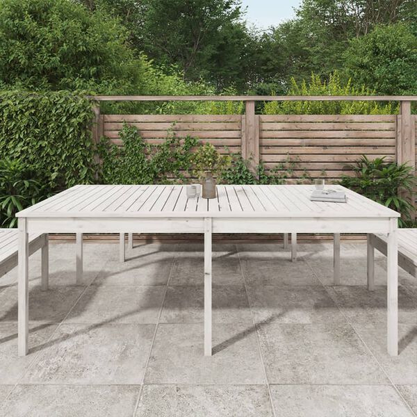 vidaXL Table de jardin blanc 203,5x100x76 cm bois massif de pin