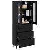 vidaXL Haut Armoire 2 pcs Ch&ecirc;ne noir Bois Agglom&eacute;r&eacute; et Verre