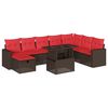 vidaXL Ensemble de canap&eacute; de jardin 9 pcs avec coussins marron r&eacute;sine tress&eacute;e