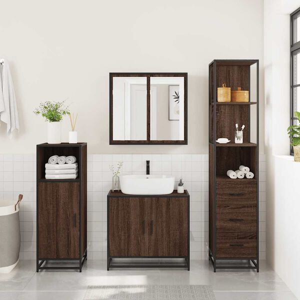 vidaXL Armoire de salle de bain ch&ecirc;ne marron 35x37,5x166 cm