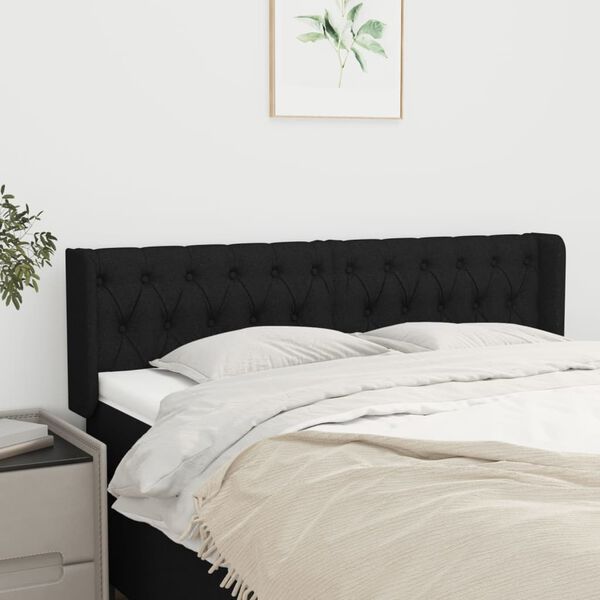 vidaXL T&ecirc;te de lit avec oreilles Noir 163x16x78/88 cm Tissu