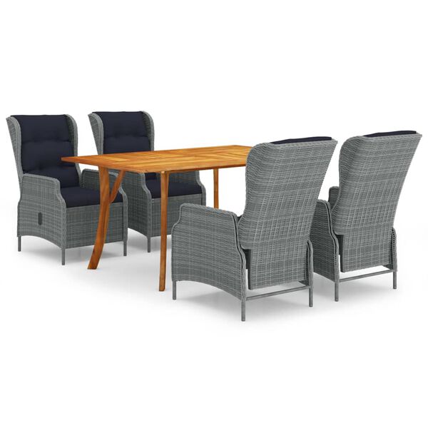 vidaXL Ensemble &agrave; manger de jardin 5 pcs Gris clair