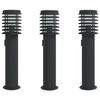 vidaXL Lampadaires d'ext&eacute;rieur avec sortie 3 pcs noir acier inoxydable