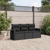 vidaXL Salon de jardin 3 pcs avec coussins noir r&eacute;sine tress&eacute;e