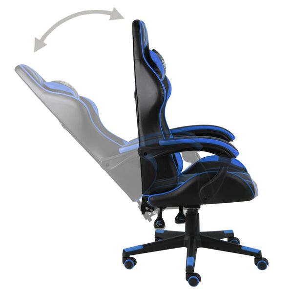 vidaXL Fauteuil de jeux vidéo Noir et bleu Similicuir