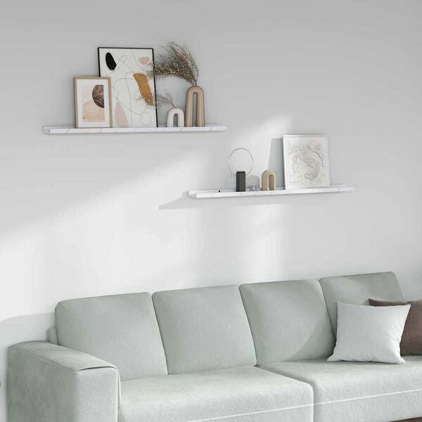 vidaXL &Eacute;tag&egrave;re Murale avec &eacute;tag&egrave;re 2 pcs Marbre blanc 100 x 9 x 3 cm