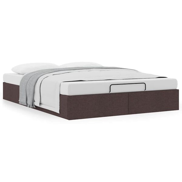 vidaXL Cadre de lit ottoman sans matelas marron fonc&eacute; 140x200 cm tissu