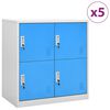vidaXL Armoires &agrave; casiers 5 pcs Gris clair et bleu 90x45x92,5 cm Acier