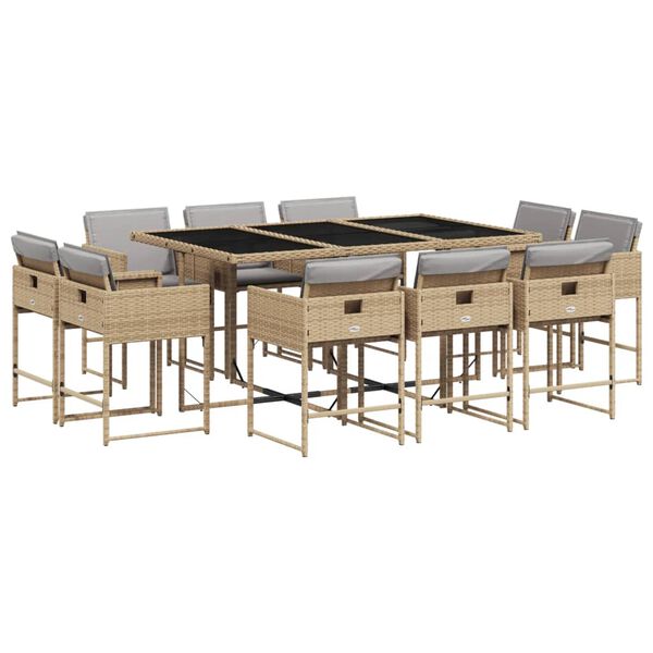 vidaXL Ensemble &agrave; manger de jardin et coussins 11 pcs m&eacute;lange beige