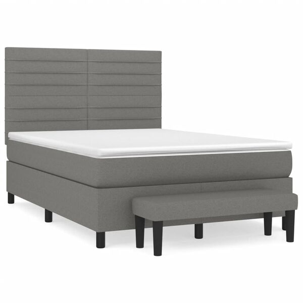 vidaXL Sommier &agrave; lattes de lit avec matelas Gris fonc&eacute; 140x190cm Tissu