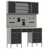 vidaXL Placard de travail 8 pc Noir Bois d'ing&eacute;nierie et acier