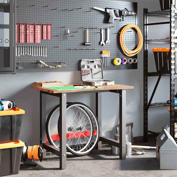 vidaXL &Eacute;tabli marron clair 100x60x81,5 cm bois de ch&ecirc;ne massif