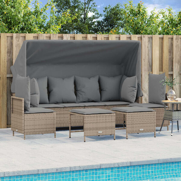 vidaXL Salon de jardin avec coussins 5 pcs beige r&eacute;sine tress&eacute;e