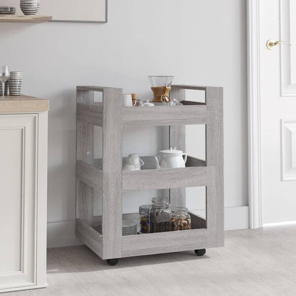 vidaXL Chariot de cuisine Sonoma gris 60x45x80 cm Bois d'ing&eacute;nierie