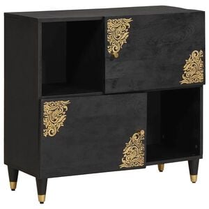 vidaXL Buffet avec &eacute;tag&egrave;re Noir 80 x 33 x 75 cm Bois de mangue massif