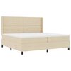 vidaXL Lit &agrave; ressort LED avec t&ecirc;te de lit Cr&egrave;me 200 x 200 cm tissu