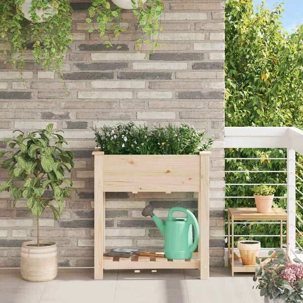 vidaXL Cache-pot de jardin avec étagère Beige 71 x 37 x 76.5 cm