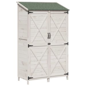 vidaXL Abri de jardin Blanc 106 x 56 x 176,5 cm Bois de Sapin Massif