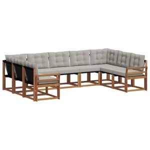 vidaXL Ensemble de canap&eacute;s d'ext&eacute;rieur 9 pcs Gris Naturel et Clair