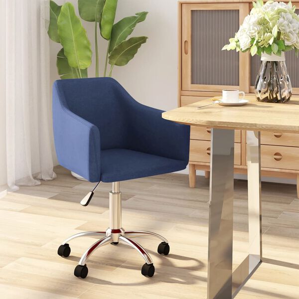 vidaXL Chaise pivotante de salle &agrave; manger Bleu Tissu
