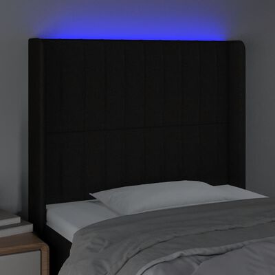 vidaXL Tête de lit à LED Noir 103x16x118/128 cm Tissu