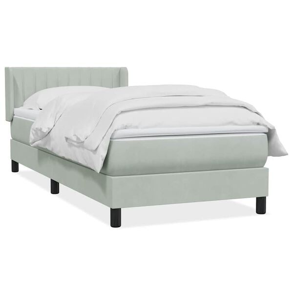 vidaXL Sommier &agrave; lattes de lit et matelas gris clair 80x220 cm velours