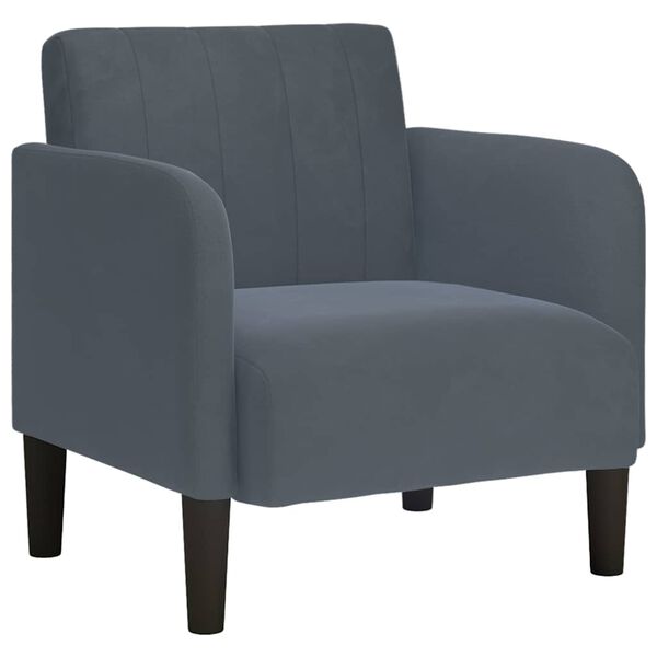 vidaXL Fauteuil avec accoudoirs gris fonc&eacute; 54 cm velours