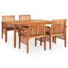vidaXL Ensemble &agrave; manger d'ext&eacute;rieur 5 pcs et coussins Acacia solide