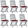 vidaXL Chaises pliables d'ext&eacute;rieur lot de 6 et coussins Bois d'acacia
