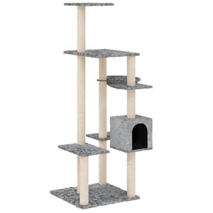 vidaXL Arbre &agrave; chat avec griffoirs en sisal Gris clair 142 cm