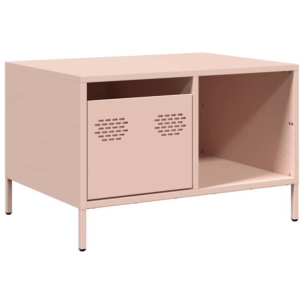 vidaXL Table basse rose 68,5x50x43,5 cm acier laminé à froid