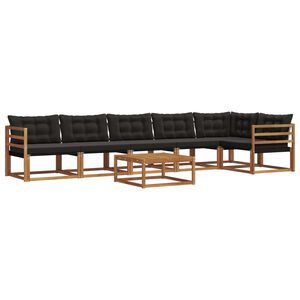 vidaXL Ensemble de canap&eacute;s d'ext&eacute;rieur 7 pcs Naturel et Noir