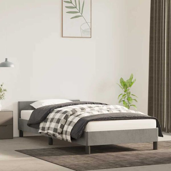 vidaXL Cadre de lit sans matelas gris clair 100x200 cm velours
