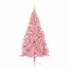 vidaXL Sapin de No&euml;l artificiel pr&eacute;-&eacute;clair&eacute; Rose 180 cm PVC