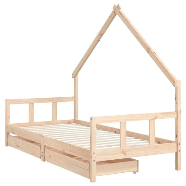 vidaXL Cadre de lit enfant avec tiroirs 90x200 cm bois de pin massif