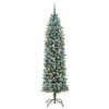 vidaXL Arbre de No&euml;l artificiel slim avec 300 LED Vert et blanc 210 cm