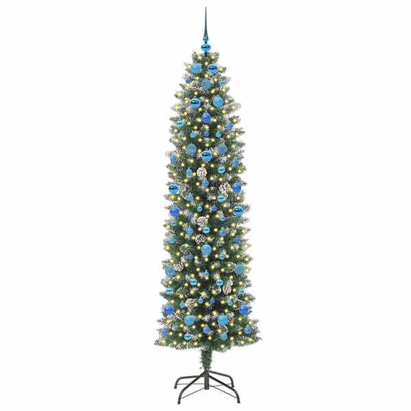 vidaXL Arbre de No&euml;l artificiel slim avec 300 LED Vert et blanc 210 cm