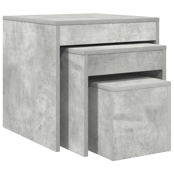 vidaXL Tables gigognes 3 pcs Gris béton Aggloméré