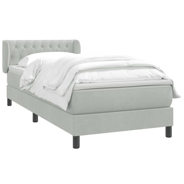 vidaXL Sommier &agrave; lattes de lit et matelas gris clair 100x210cm velours