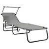 vidaXL Chaise longue pliante 2 pcs Gris 190 x 57 x 81 cm oxford
