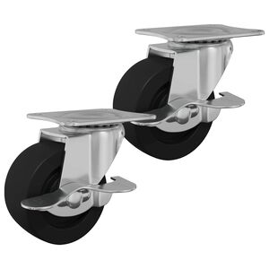 vidaXL Roulettes 2 pcs Noir et argent&eacute; 50,7 x 50,7 x 24,4 mm