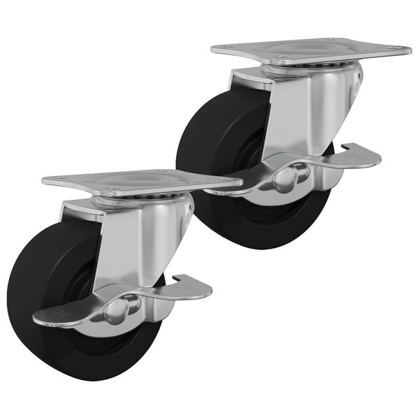 vidaXL Roulettes 2 pcs Noir et argent&eacute; 63 x 48 x 46 mm Fer et nylon