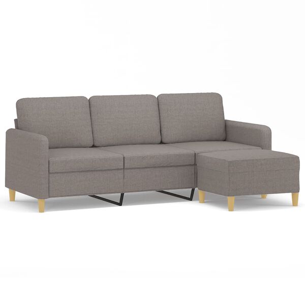 vidaXL Canap&eacute; &agrave; 3 places avec repose-pieds Taupe 180 cm Tissu