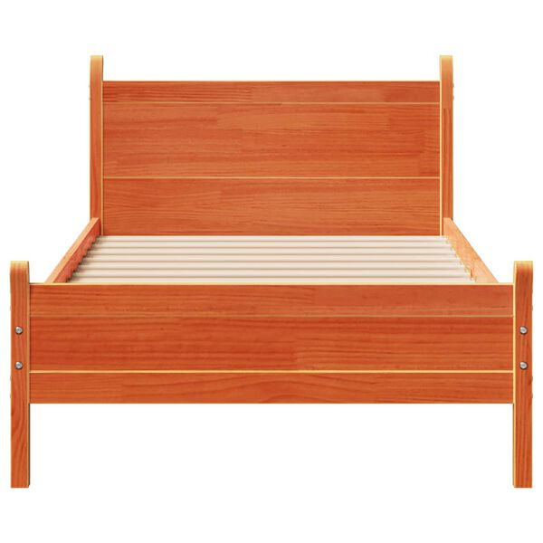 vidaXL Cadre de lit sans matelas cire marron 75x190 cm bois pin massif