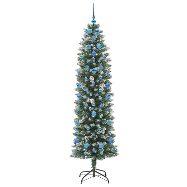 vidaXL Arbre de No&euml;l artificiel slim avec 300 LED Vert et blanc 210 cm