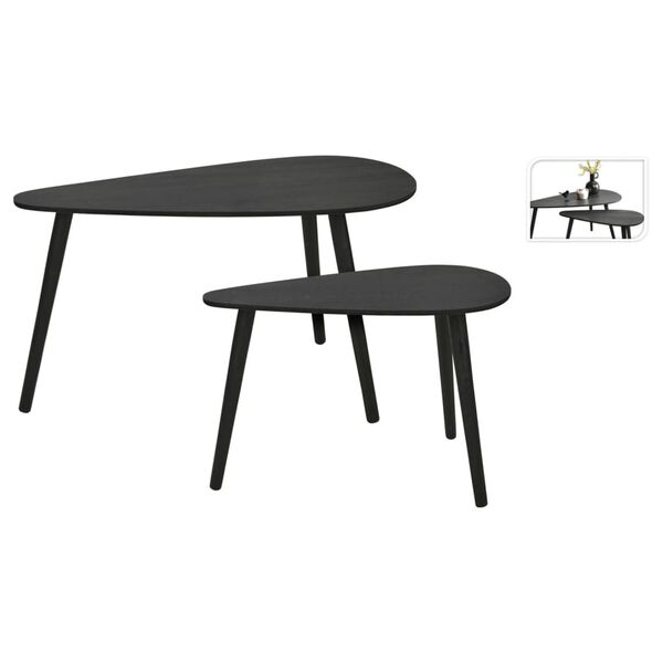 Home&Styling Ensemble de 2 tables d'appoint forme de goutte noir