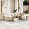 vidaXL Salon de jardin avec coussins 7 pcs beige r&eacute;sine tress&eacute;e