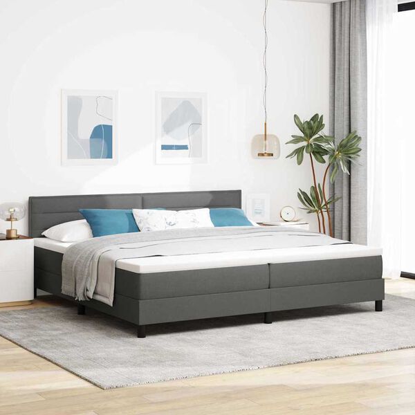 vidaXL Lit &agrave; ressorts avec matelas Gris fonc&eacute; 200 x 200 cm tissu
