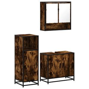 vidaXL Ensemble de meubles de salle de bain 3 pcs Ch&ecirc;ne fum&eacute;